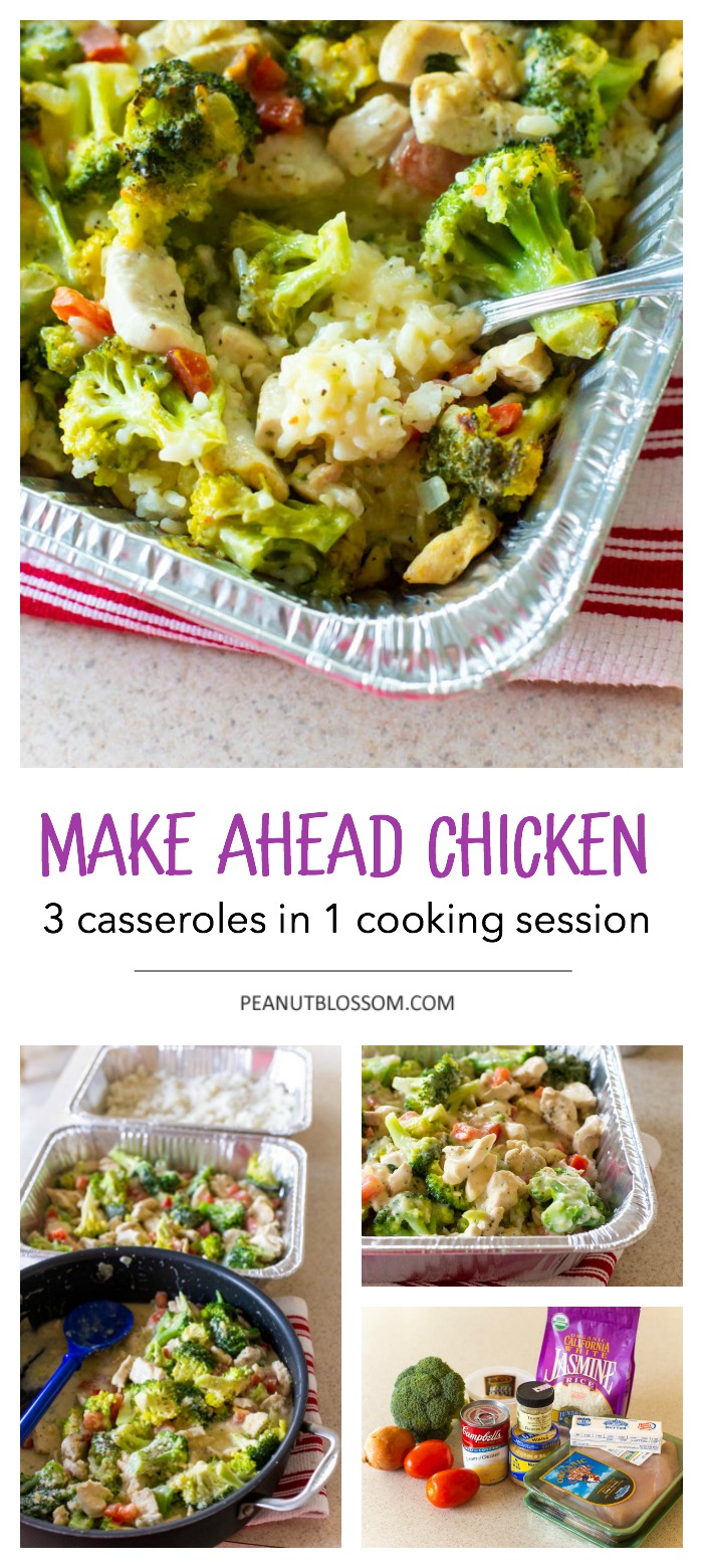 Make ahead chicken rice casserole: 3 dishes in 1 cooking session