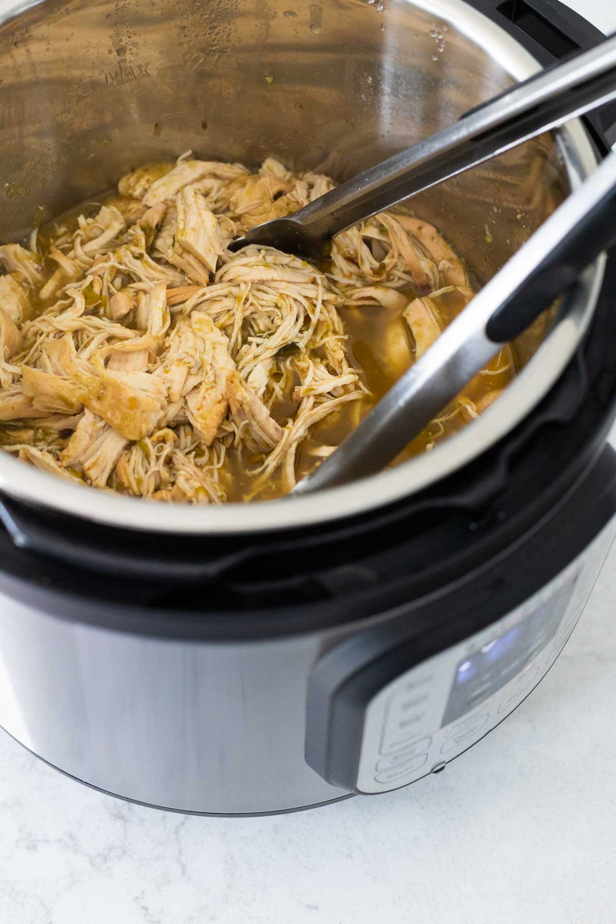 The shredded chicken is ready to be served.