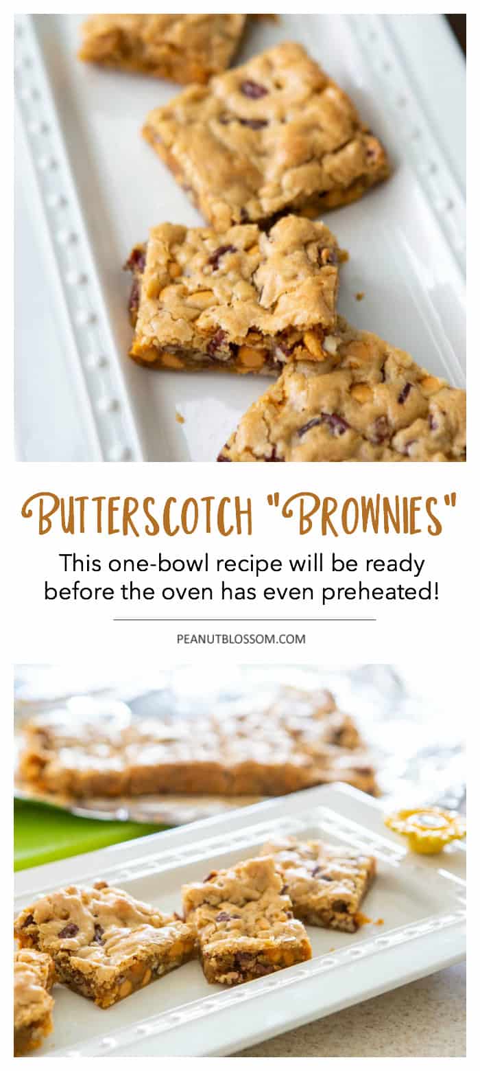 Butterscotch brownies: one-bowl recipe is so easy, the batter will be done before the oven has preheated!