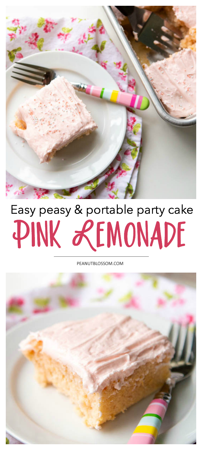 Easy peasy & portable for parties: pink lemonade cake
