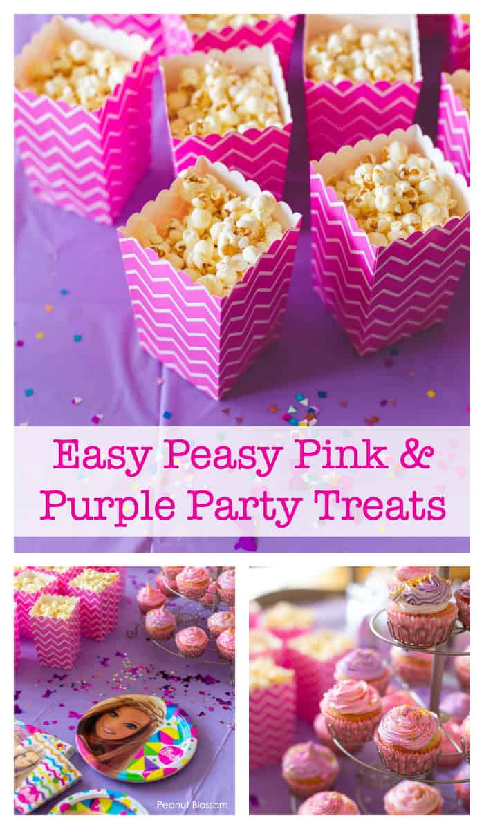 Pink and purple party treats for a Barbie birthday party