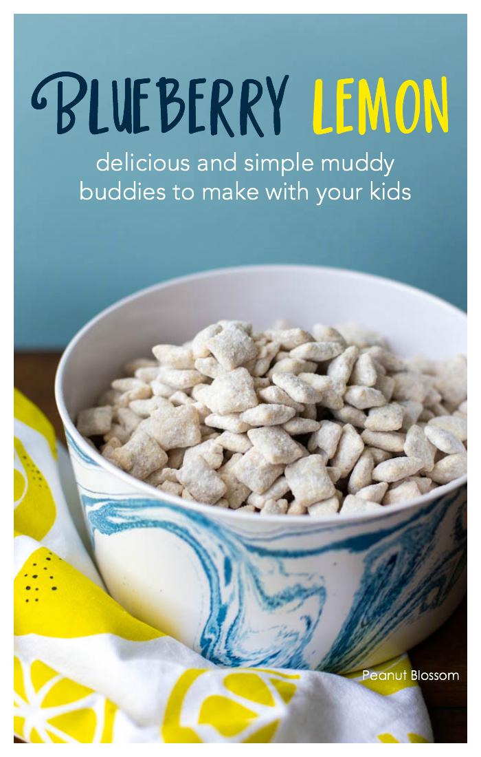 Blueberry lemon muddy buddies are so simple you can make them with your kids