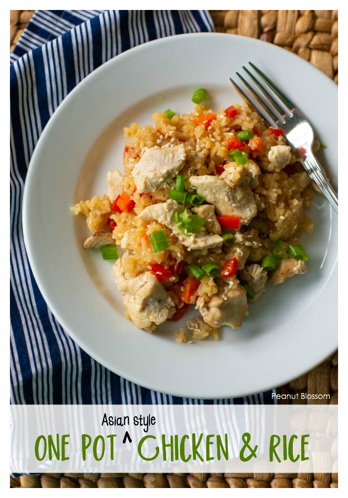 One pot chicken and rice with an Asian style marinade. Easy weeknight dinner for busy families.