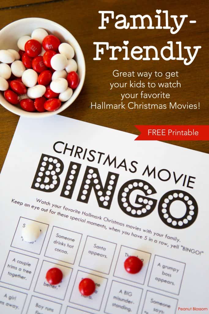 Hallmark Christmas Movie Bingo: A free printable movie-watching game for families