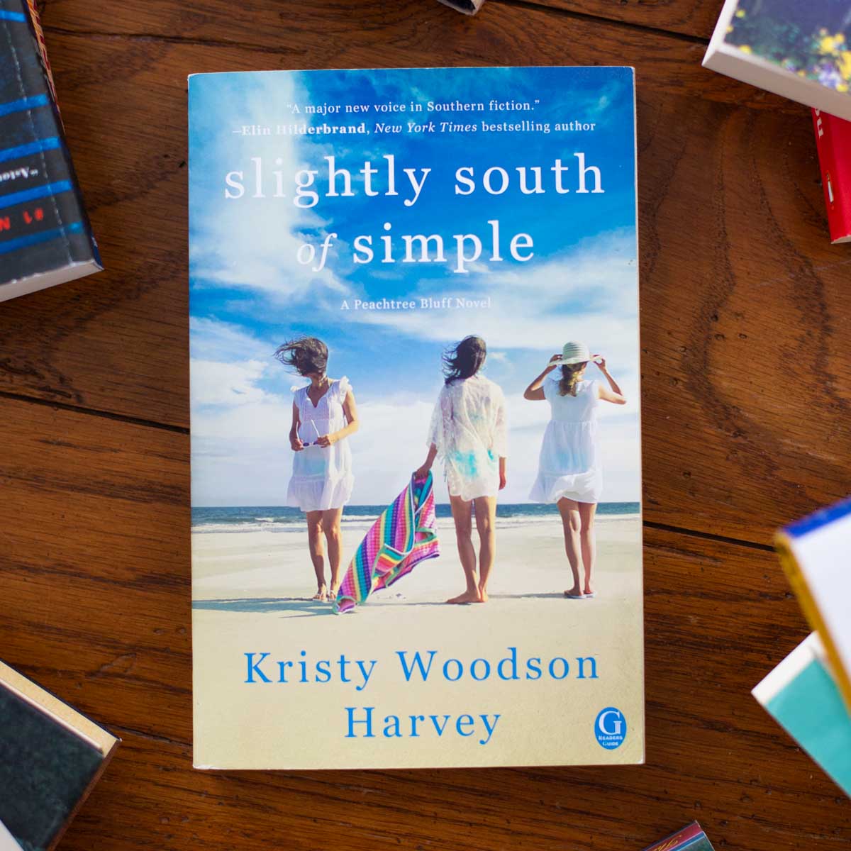 A copy of Slightly South of Simple sits on a table.
