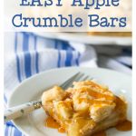 A close up of the apple pie bar shows the crumble topping.