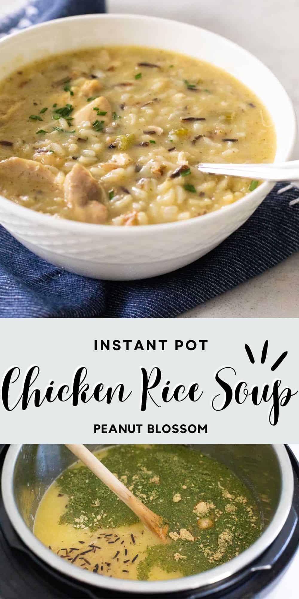 The photo collage shows the finished soup in a white bowl next to the soup cooking in the Instant Pot.