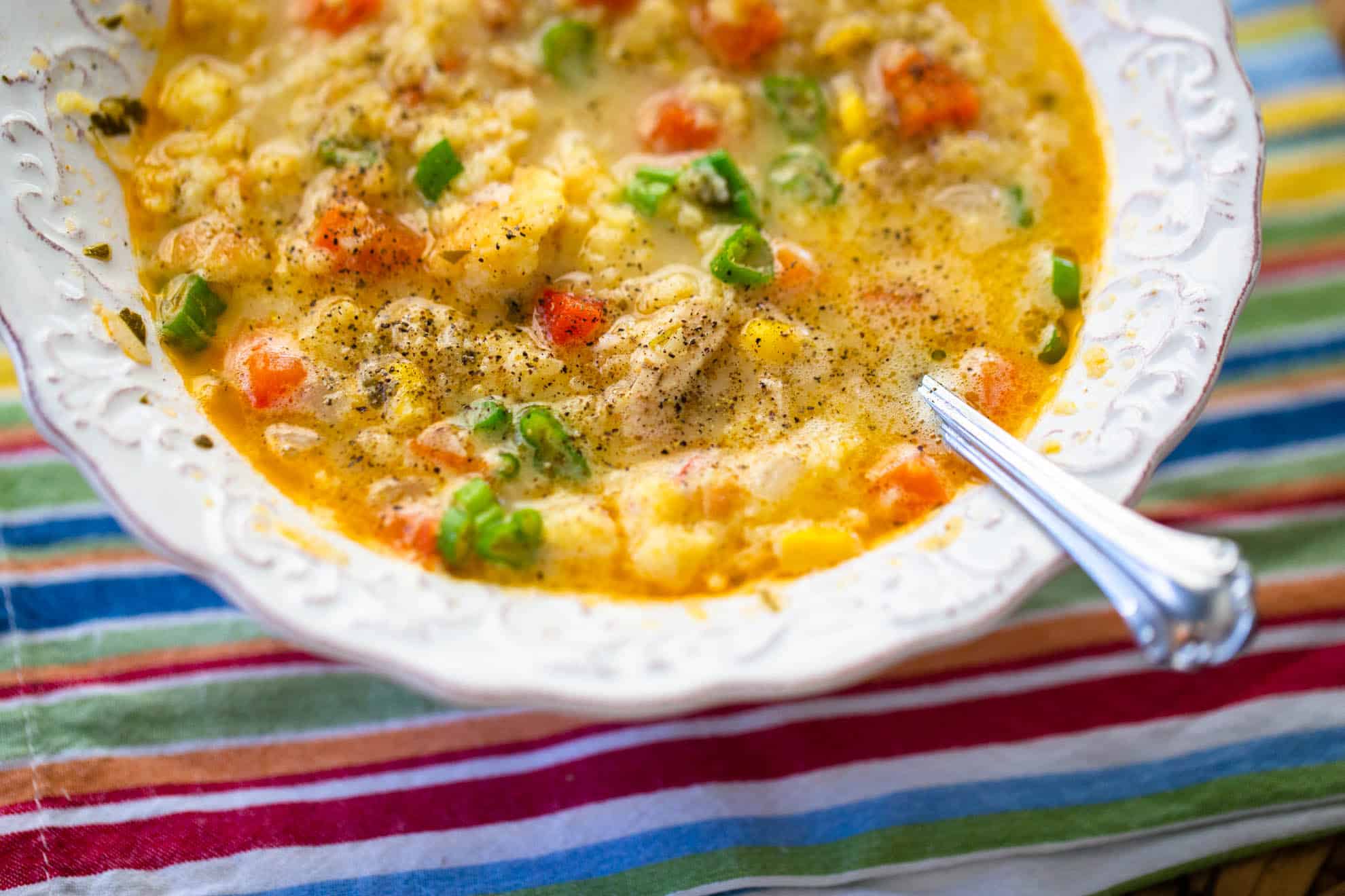 A closer look at the texture of the soup broth.