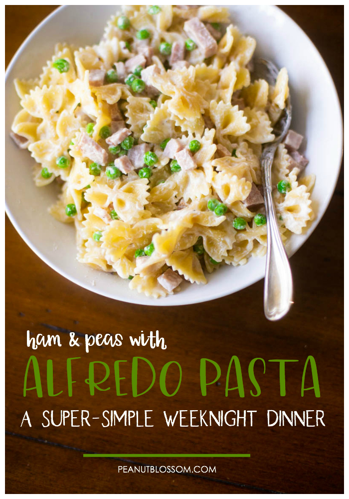 Ham and peas pasta alfredo is a quick and easy weeknight dinner that uses up leftover ham from the holiday feast.