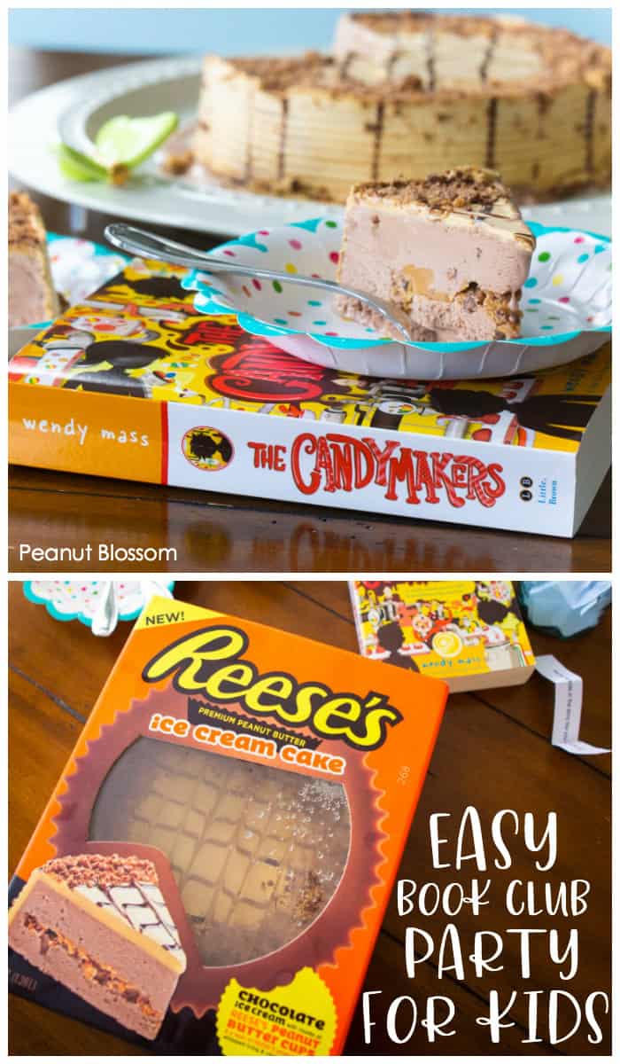 The easiest children's book club party includes a delicious Reese's Ice Cream Cake. 