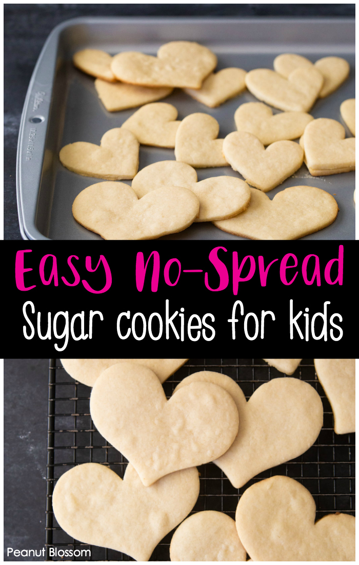 Easy sugar cookie recipe that doesn't spread. Perfect for baking with kids!