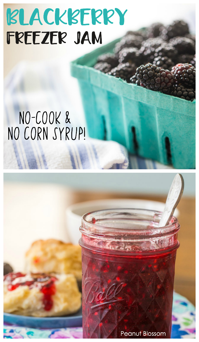 This no-cook blackberry freezer jam recipe has no corn syrup and only uses real sugar. The homemade jam is easy enough for the kids to make it on their own!
