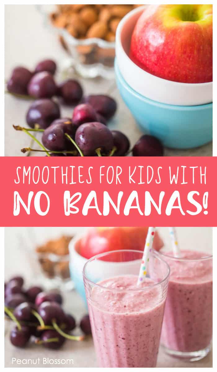 Smoothie recipes for kids who hate bananas! These brilliant smoothies for kids are the perfect busy morning breakfast when they need to stay full all morning long.