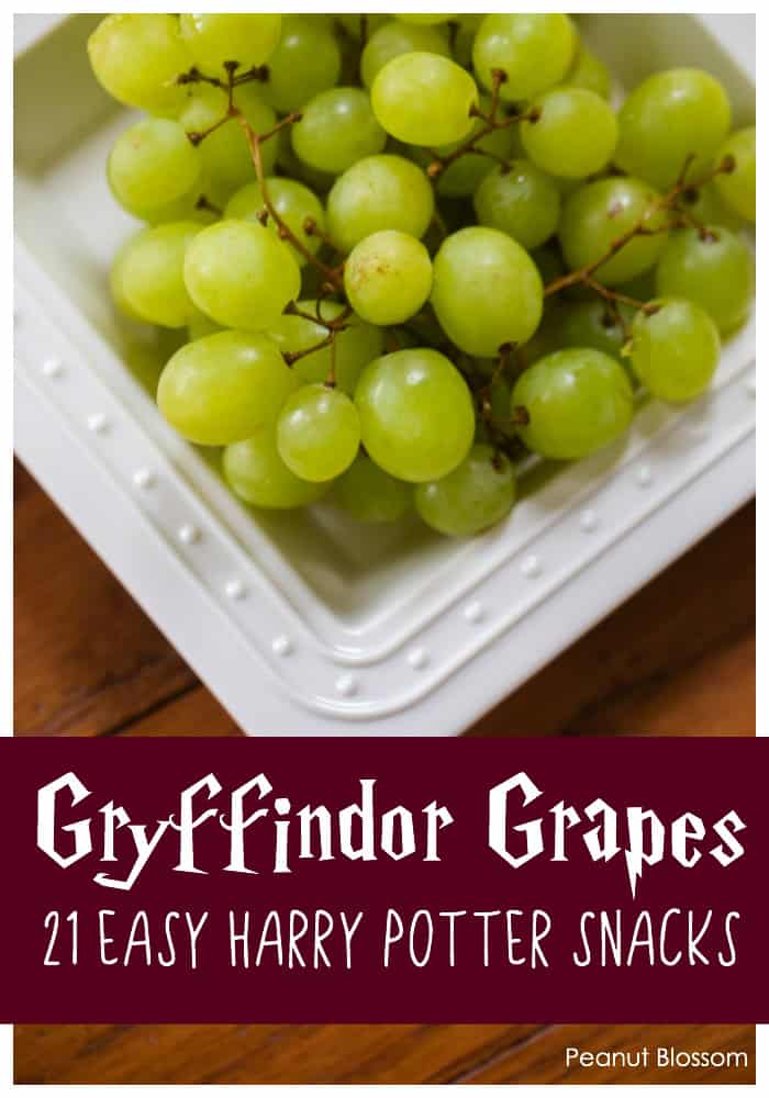 Gryffindor Grapes: 1 of 21 easy Harry Potter Snacks for the ultimate Harry Potter movie night.