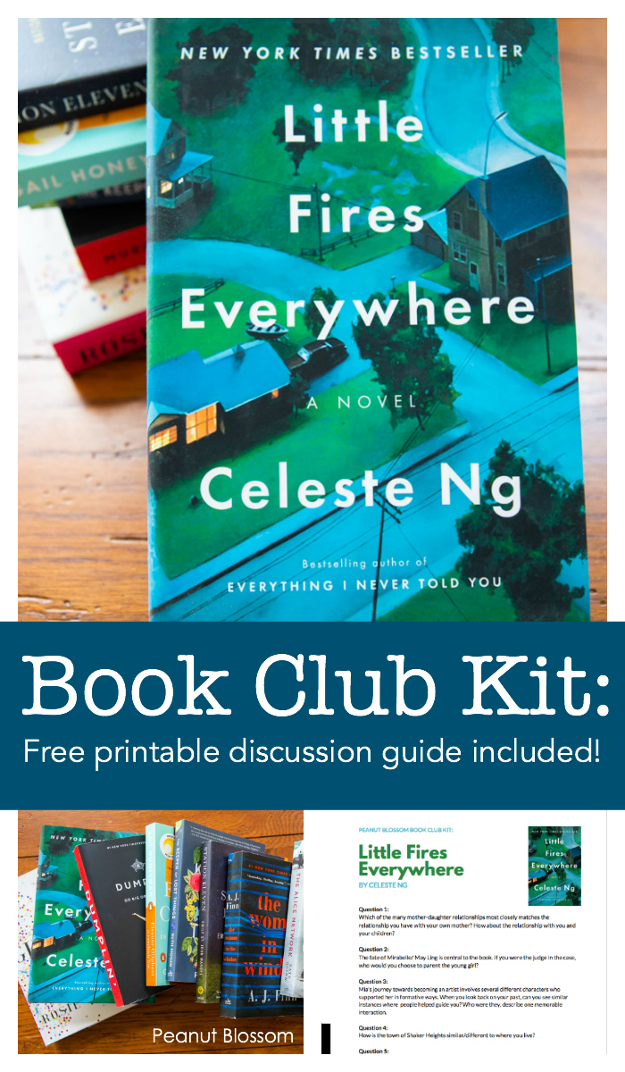 Grab a free printable Little Fires Everywhere discussion questions guide from this awesome book club kit!