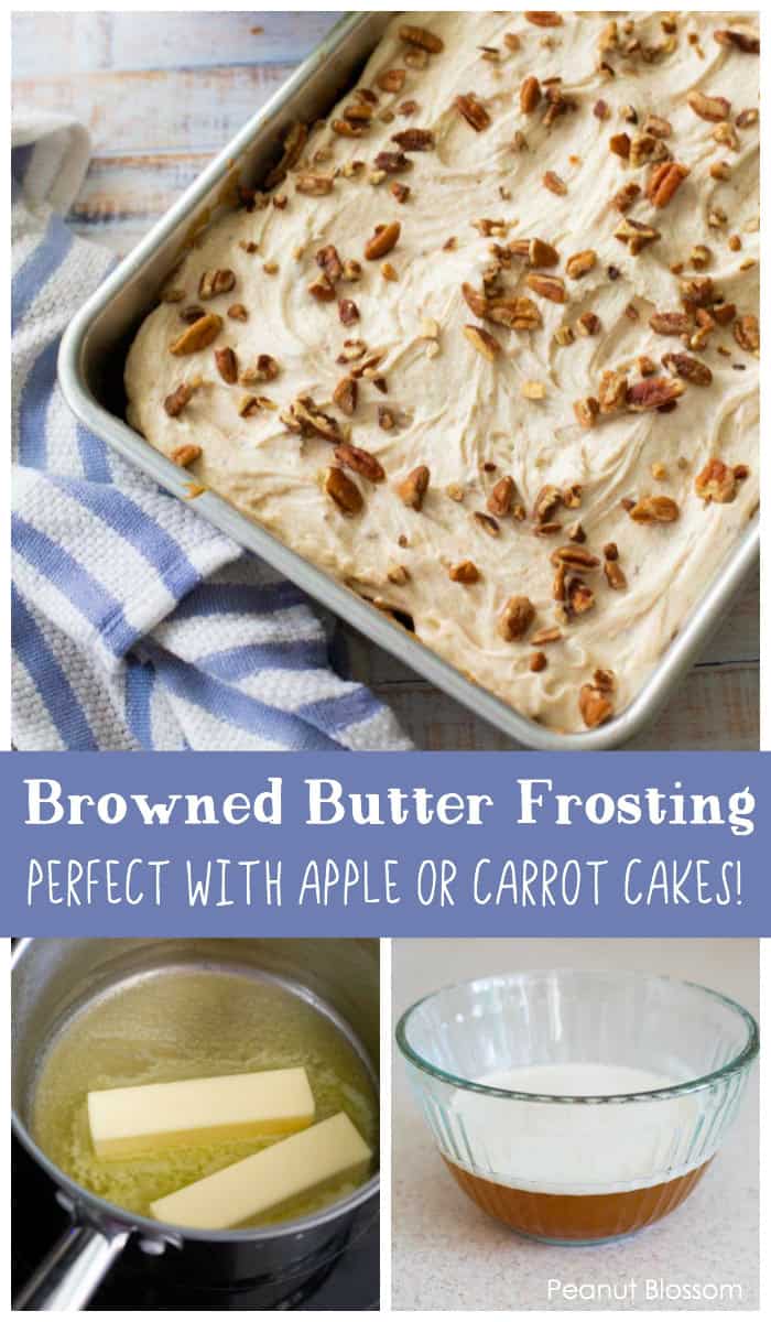 Easy browned butter frosting is the perfect topping for apple cake or carrot cake.