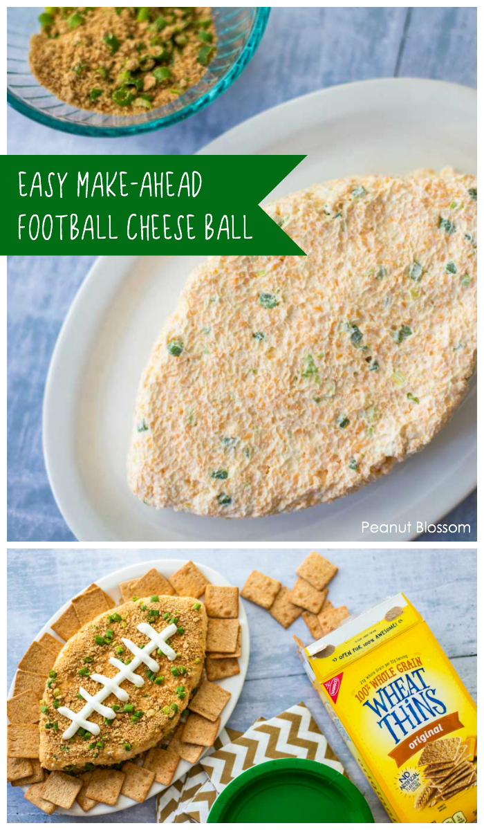 Easy Make-ahead football cheese ball is made out of a jalapeno cheese ball recipe.