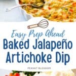 The baked dip next to a photo of the ingredients.