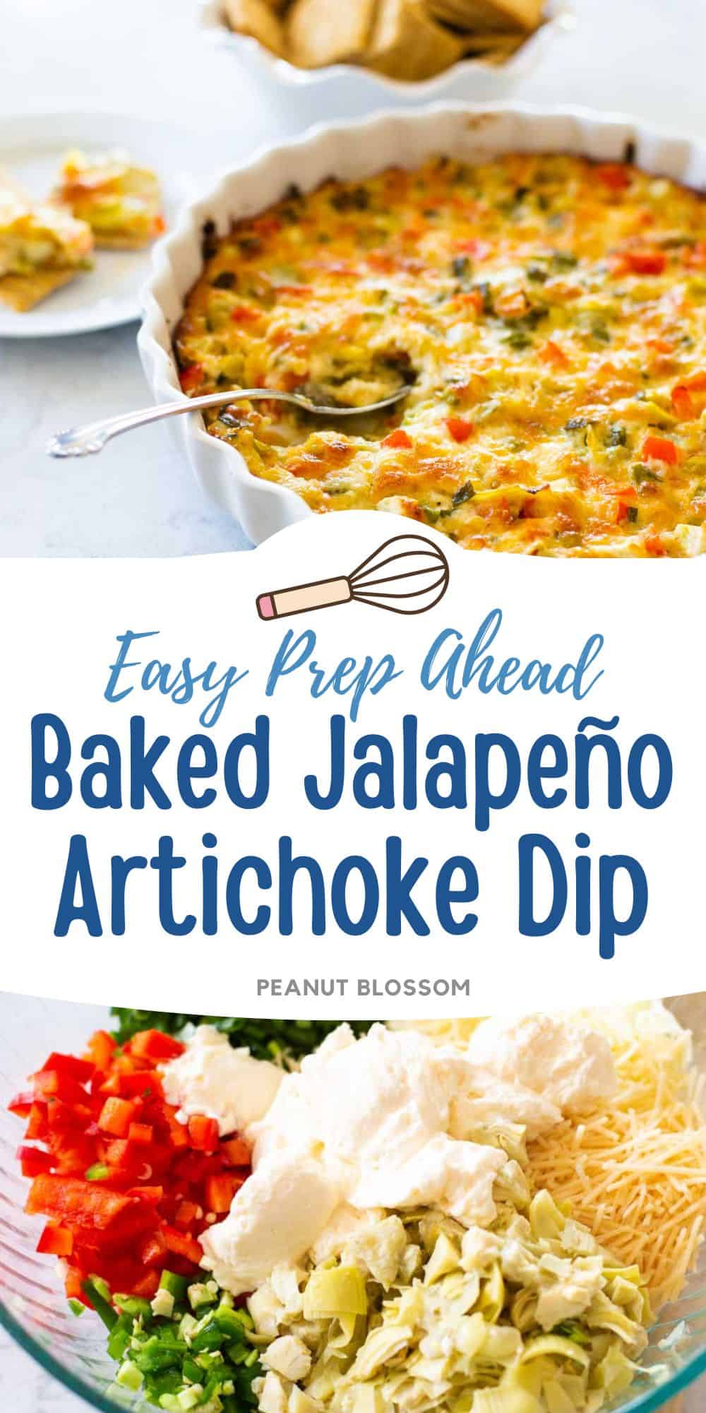 The baked dip next to a photo of the ingredients.
