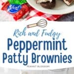 The photo collage shows the baked brownies next to the ingredients used to make them.