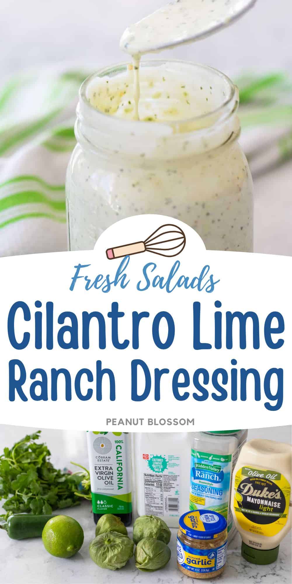 The photo collage shows the ranch dressing next to the ingredients used to make it.