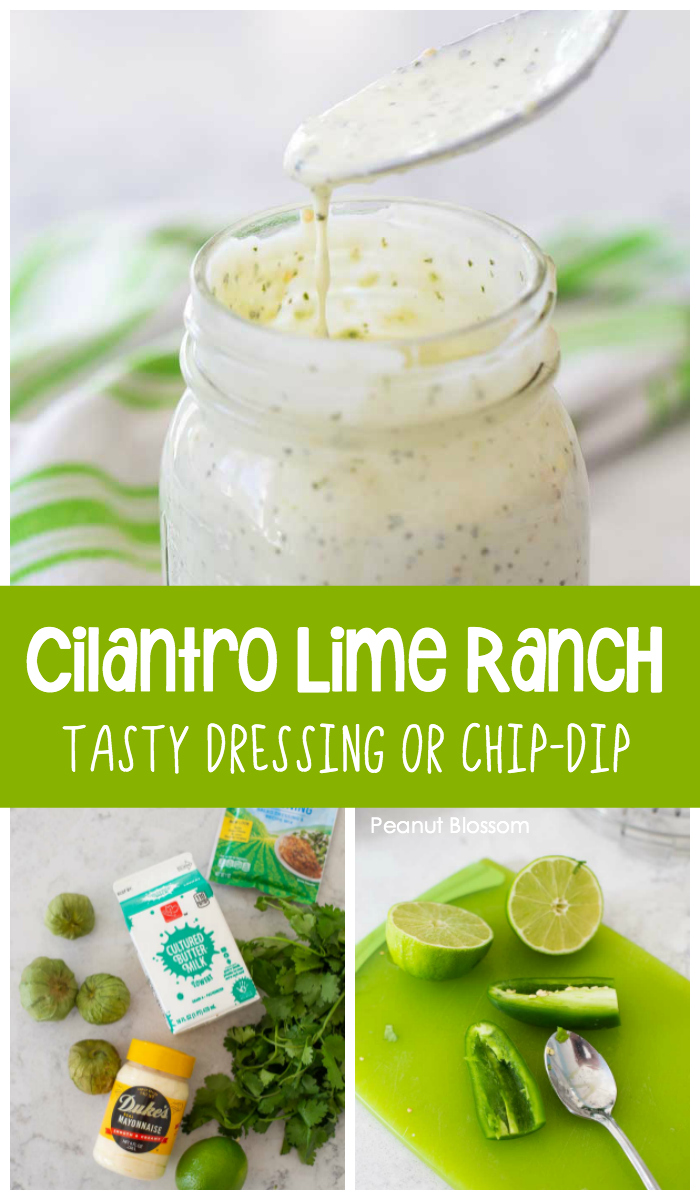 Creamy cilantro lime ranch dressing is the freshest tasting veggie dip you've ever had. Mixed with fresh lime, roasted tomatillos, and a jalapeño pepper for kick.