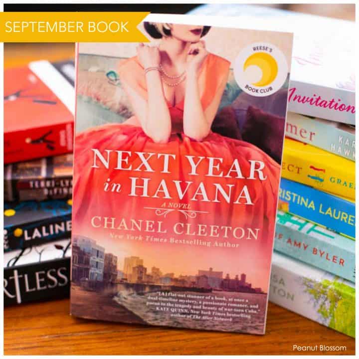 The book Next Year in Havana is resting against a stack of books