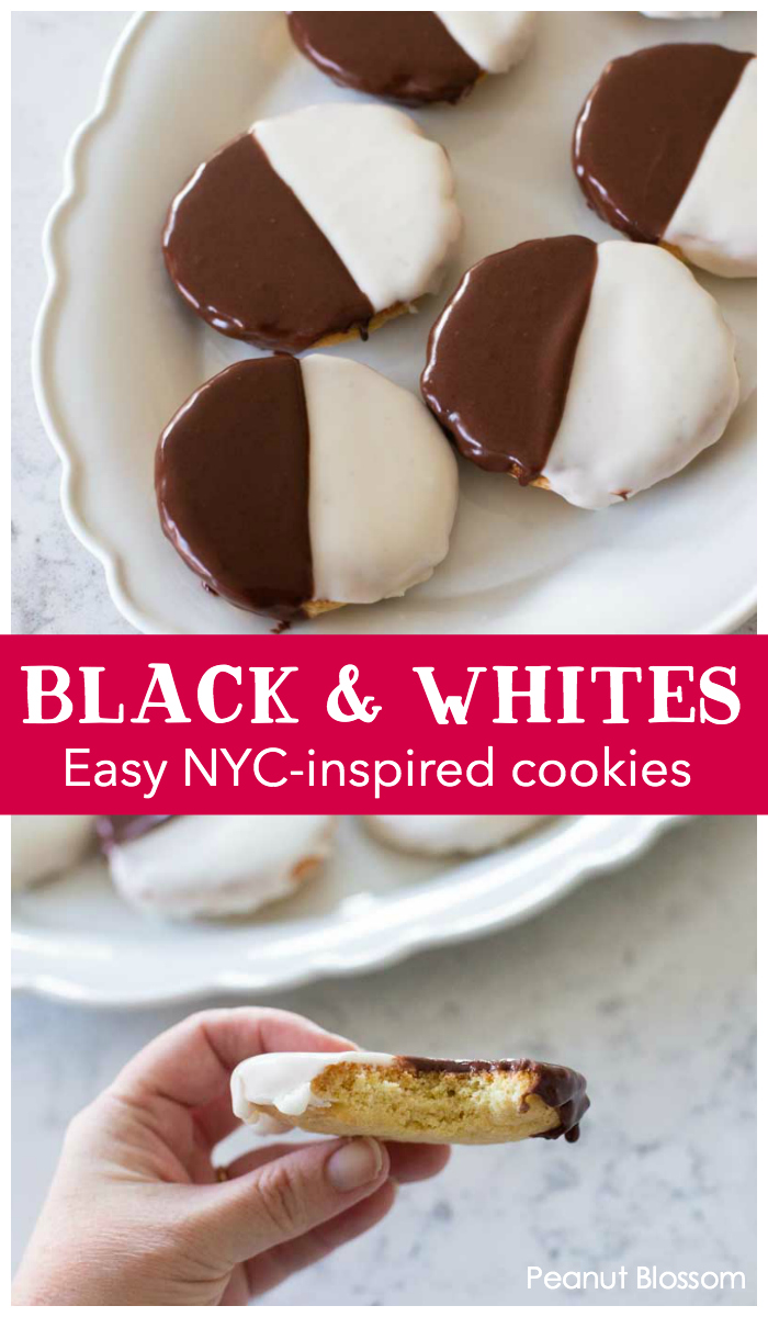 Black and white cookies on a platter