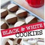 The photo collage shows the cookies being iced next to them being served on a platter and a photo with a bite taken out to show the texture of the soft cookie base.