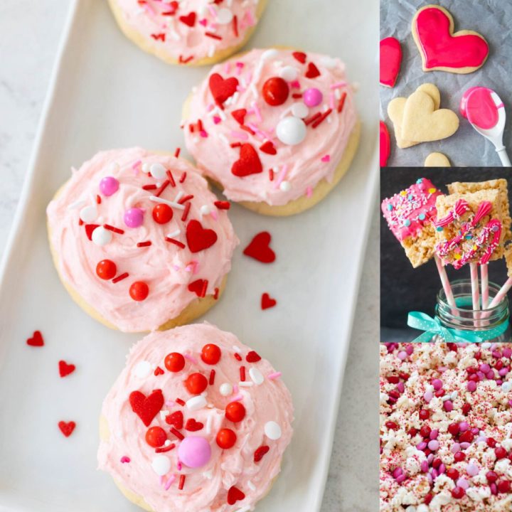 The photo collage shows 4 easy Valentine treats for kids.