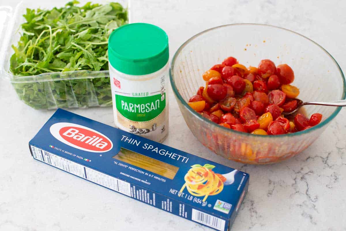 The ingredients to make the easy recipe are on the counter.