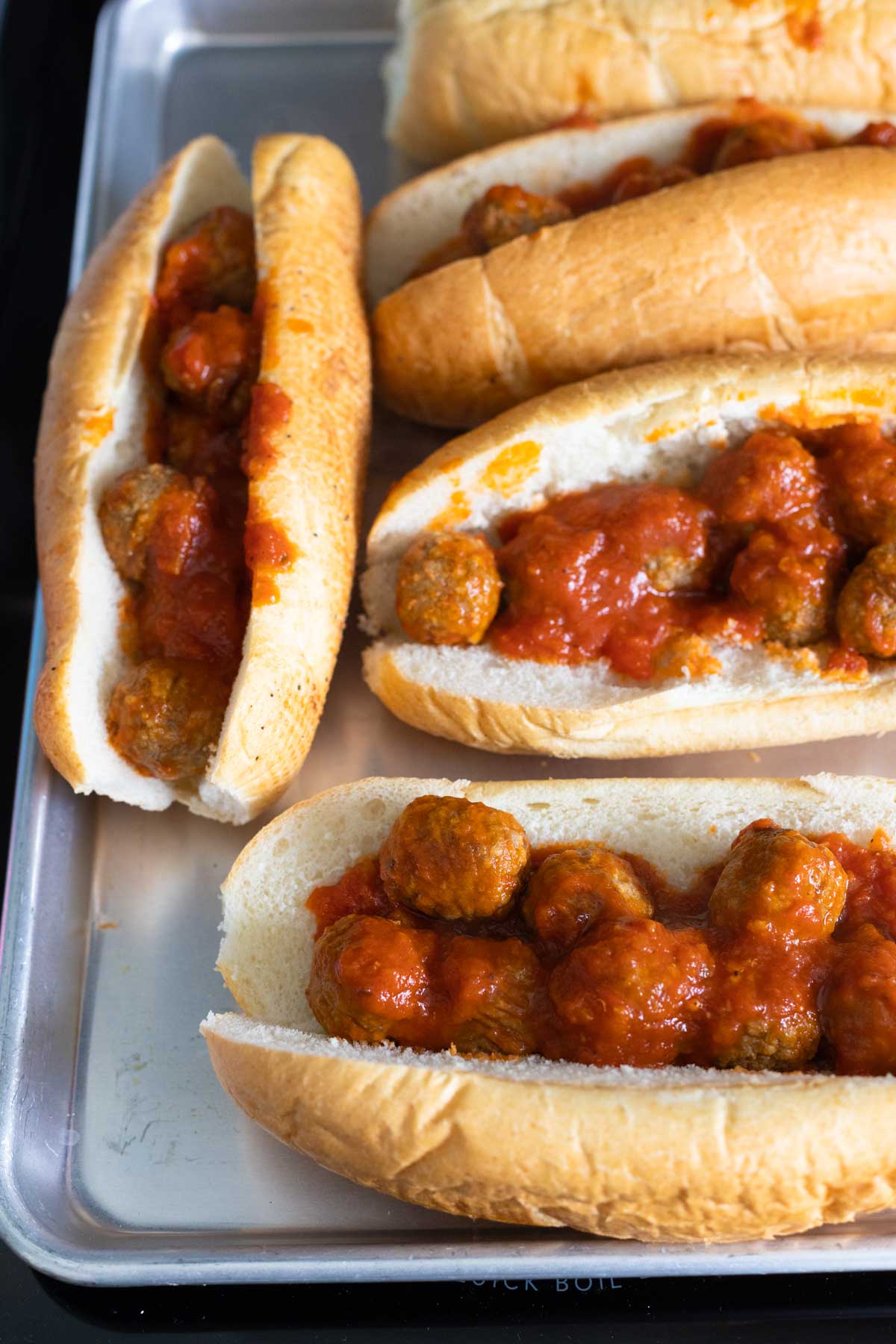 The meatball subs have been filled.