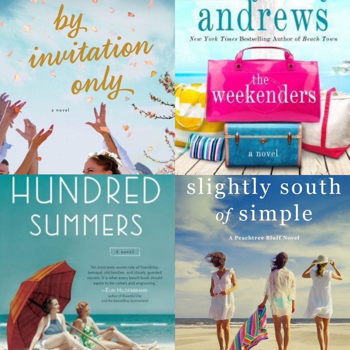A collage of great books to read for summer book club.