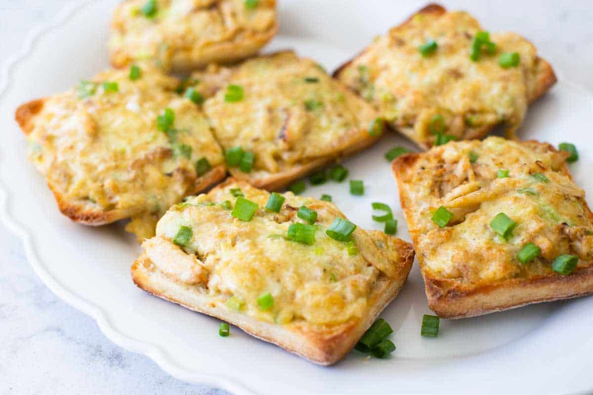 A platter of crab melts for serving.