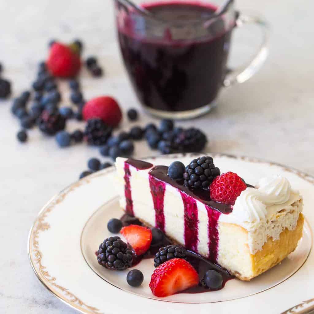 Triple Berry Sauce for Topping a Plain Cheesecake