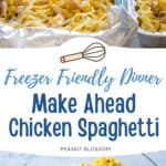 The casserole has been mixed together in a mixing bowl and then spread into a freezer friendly pan.