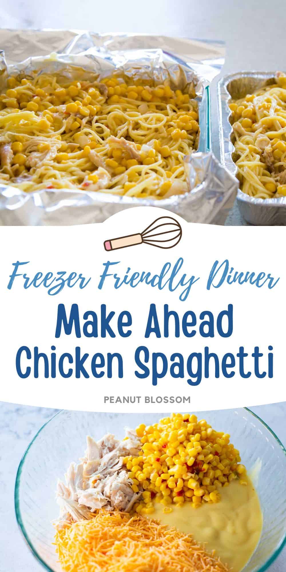 The casserole has been mixed together in a mixing bowl and then spread into a freezer friendly pan.