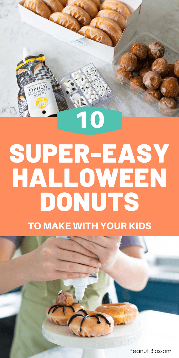 The photo shows how to decorate a donut with a spider pattern.