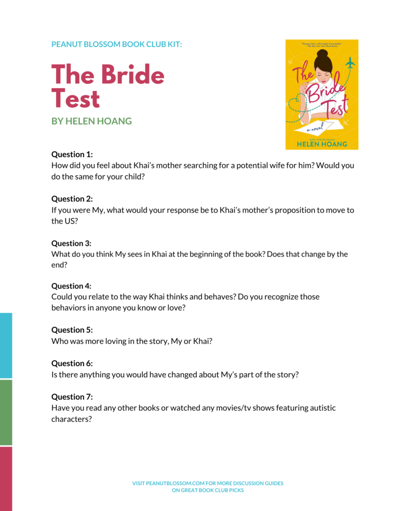 A preview of the printable book club discussion guide for The Bride Test.