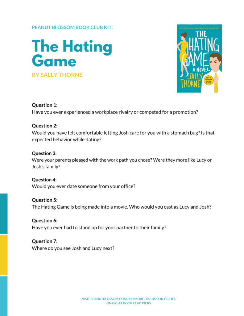 A preview of the printable discussion guide for The Hating Game.