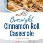 The casserole has been drizzled with the reserved icing and is ready to be served.