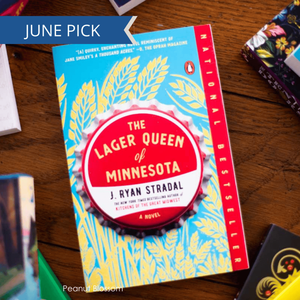 A copy of The Lager Queen of Minnesota sits on a table.