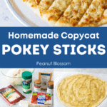 A photo collage of the steps to make homemade pokey sticks.