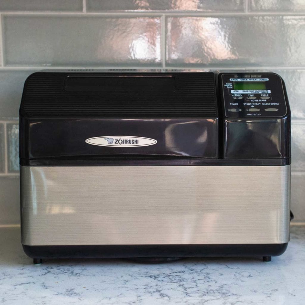 A Zojirushi Bread Maker sits on a kitchen counter.