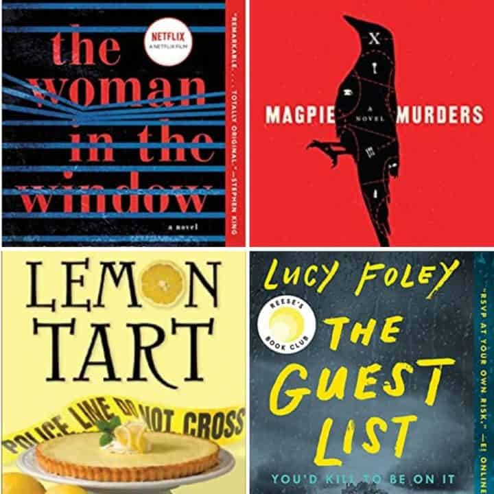 A collage of book covers for Murder Mystery Book suggestions