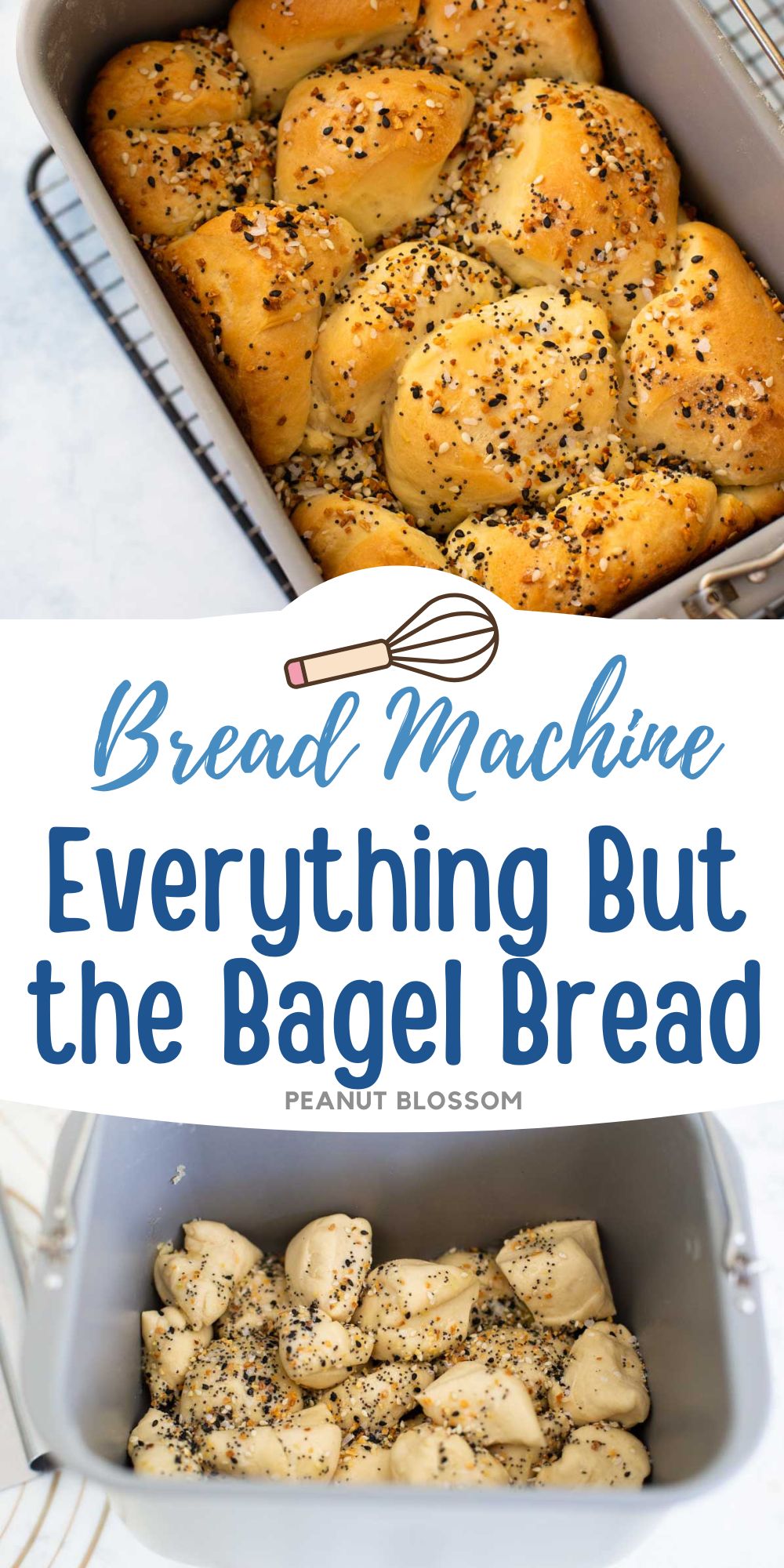 The baked pull apart bread is in the bread maker pan. The second photo shows the dough just before baking.