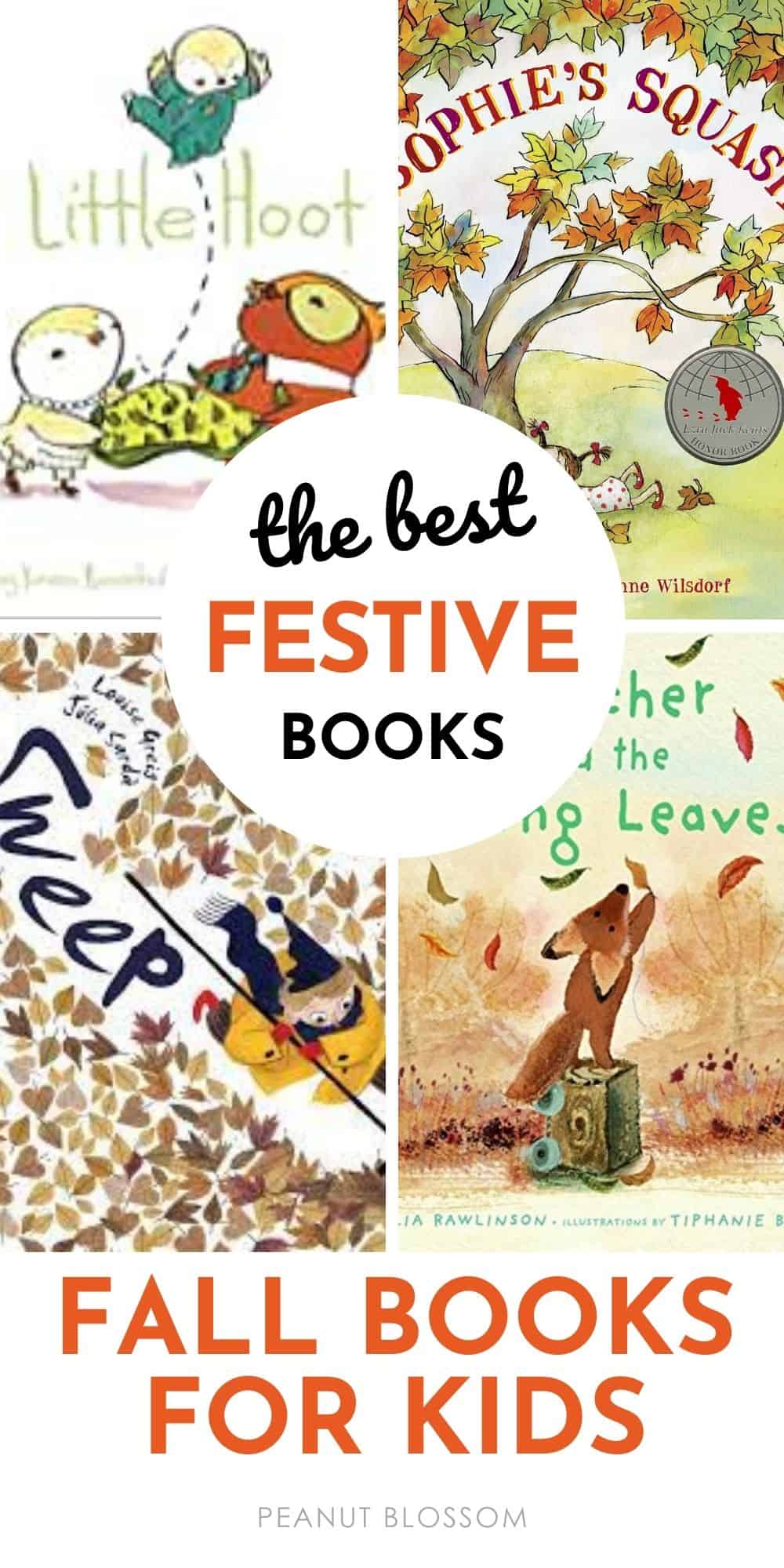 A book collage of the prettiest fall books for kids.