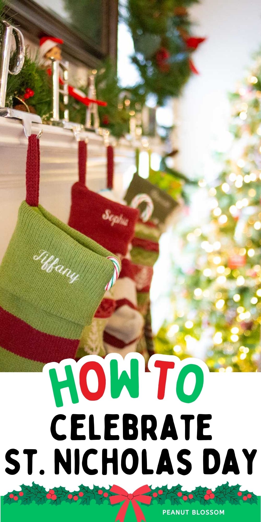The photo shows stockings filled with St. Nicholas goodies.