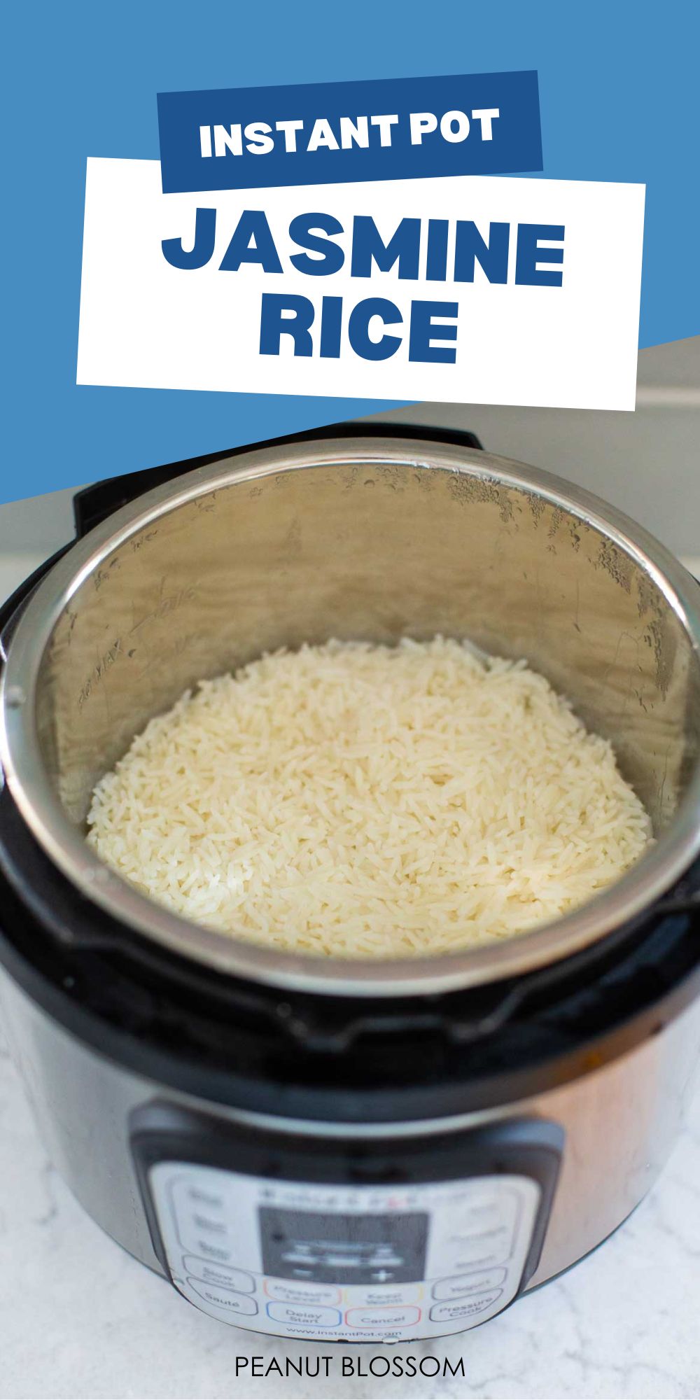 The rice has been cooked inside the Instant Pot.