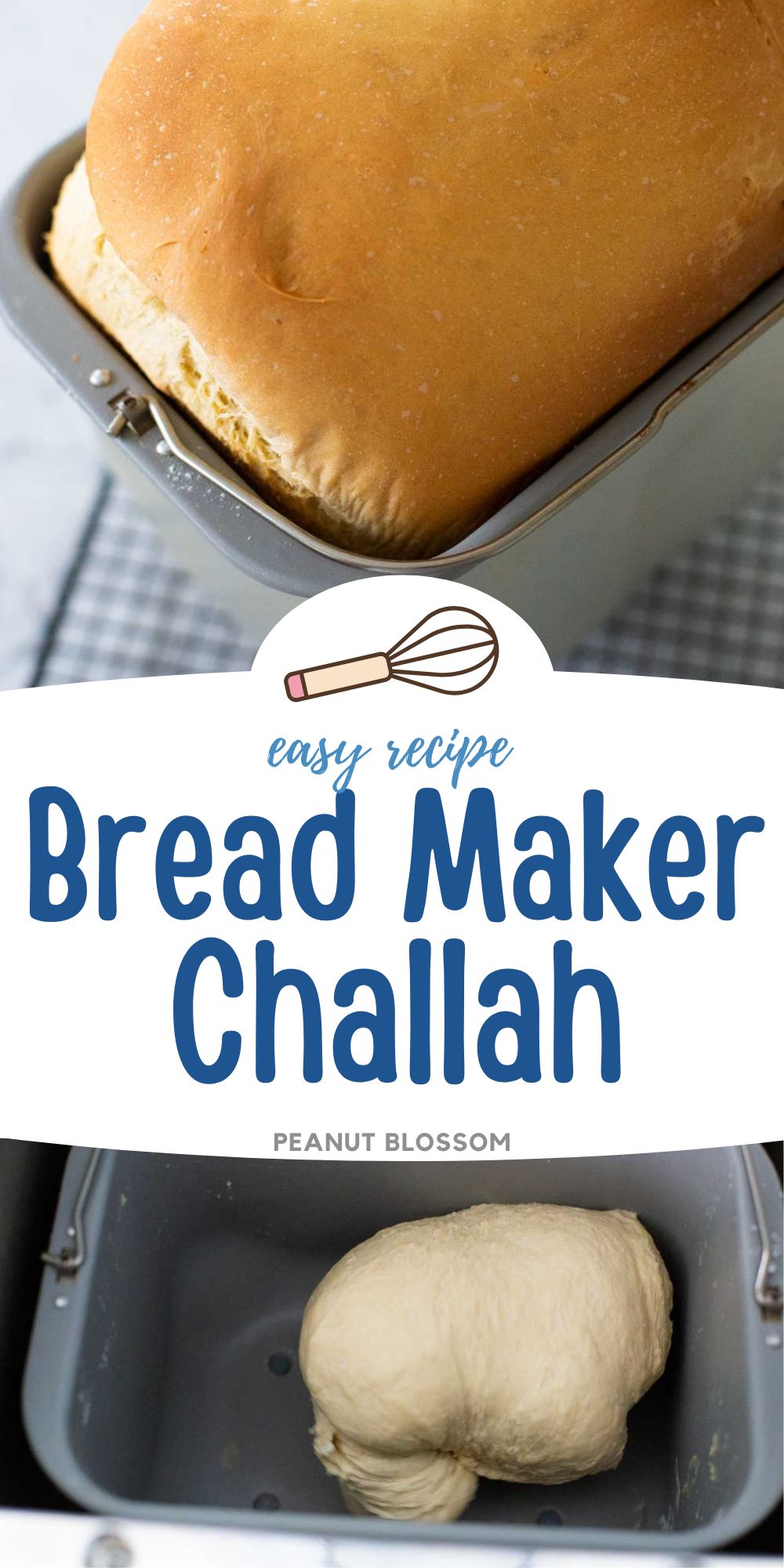 A loaf of challah bread has just been baked in a bread machine pan.